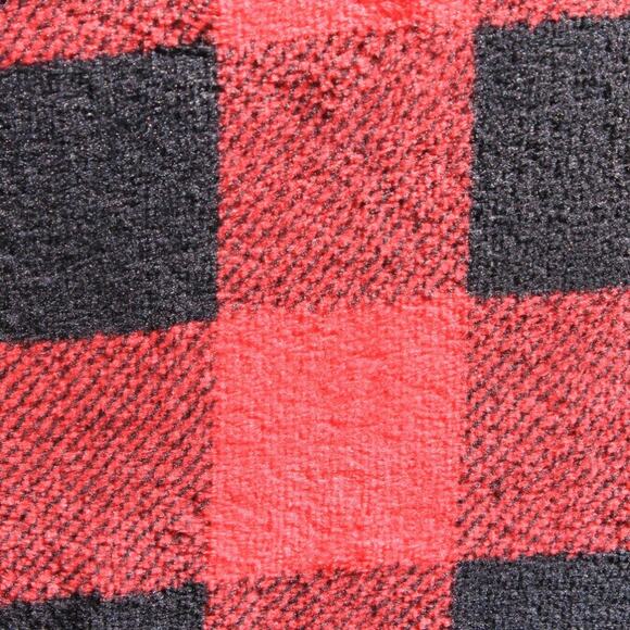 Ludlow Velvet Buffalo Check Plaid Throw Black & Red Cozy Soft Lightweight - Picture 7 of 10